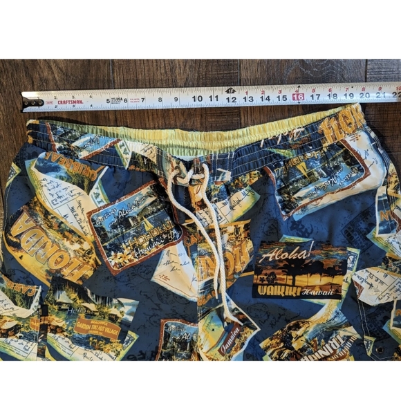 Caribbean Joe Swim Trunks XXL Mesh Lining Cargo Pockets - Hawaii Postcard Print. - Picture 9 of 16